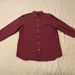 Large Maroon Polka Dot Banana Republic Dress Shirt